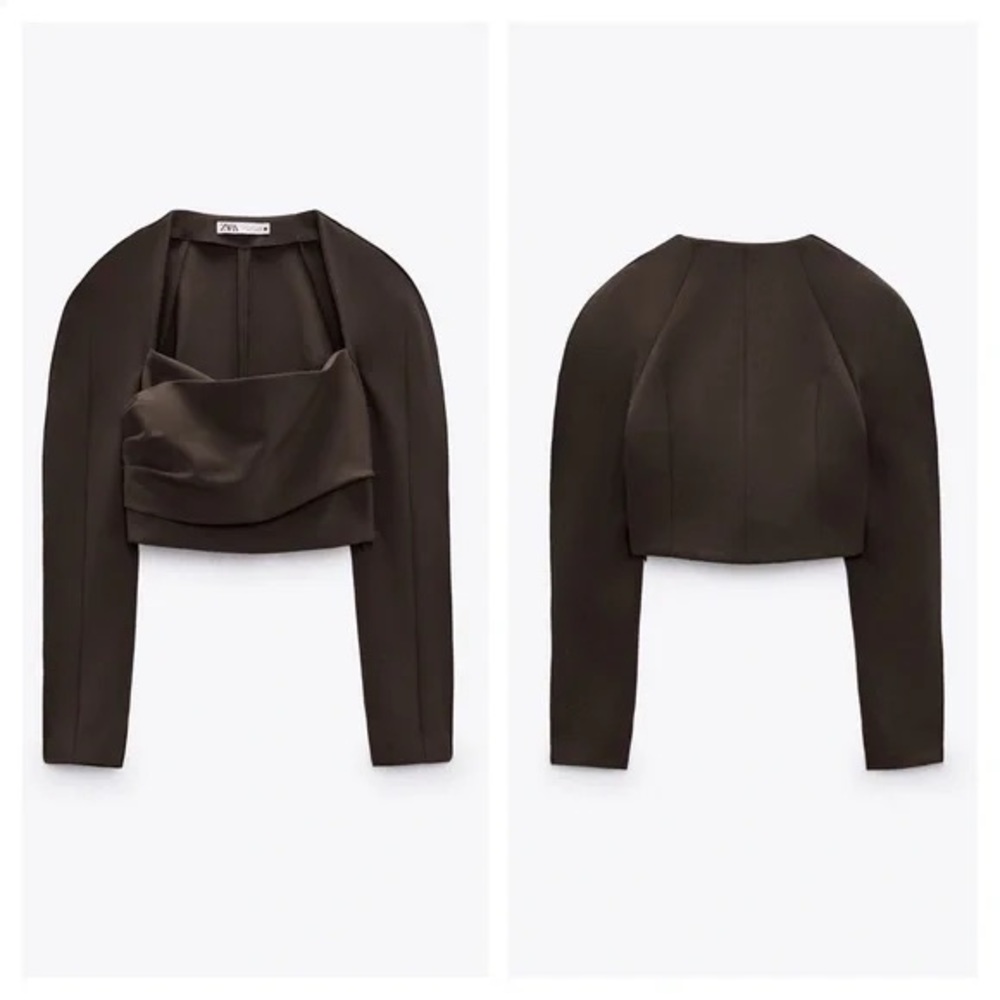 VOLUMINOUS DRAPED TOP  BROWN / TAUPE